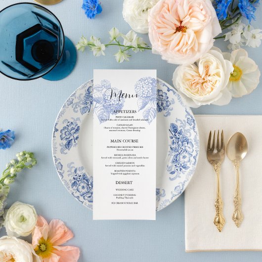 Bruiloft Menu met Blue Hydrangea
