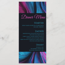 Bruiloft Menu-Modern Abstract blauw en roze-