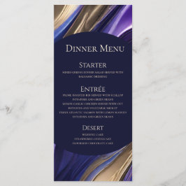 Bruiloft Menu-Modern Abstract Blauw Paarse Goud- Menu