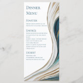Bruiloft Menu-Modern -Blauw en Goud- Menu (Voorkant)