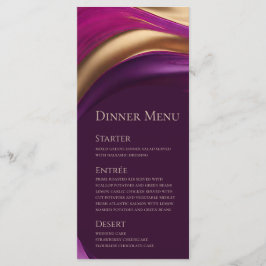 Bruiloft Menu-Modern Paarse Fuchsia en Goud Menu