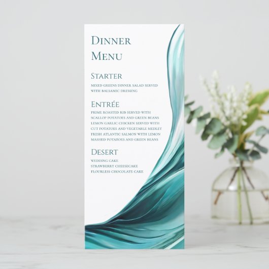 Bruiloft Menu-Modern Smaragd Groen- Menu (Staand voorkant)
