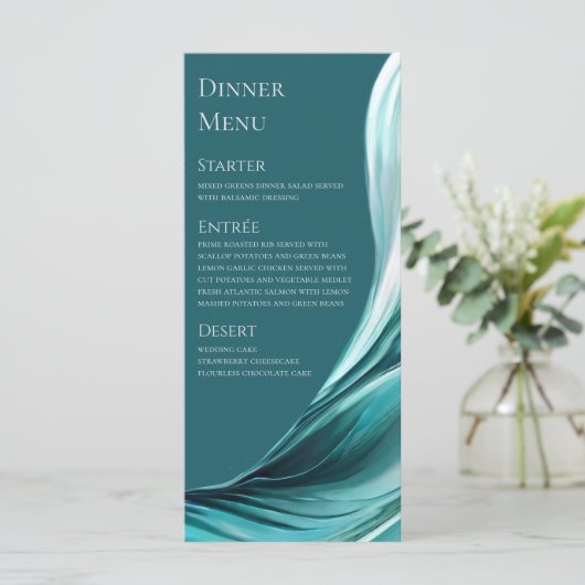 Bruiloft Menu-Modern Smaragd Groen- Menu (Staand voorkant)