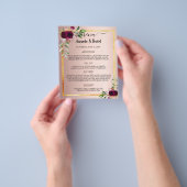 Bruiloft Menu Programma roos gouden bloemen budget (Hand)