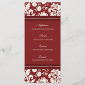 Bruiloft Menu Rood Bloemen Damask (Voorkant)
