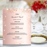 Bruiloft Menu roos gouden glitter<br><div class="desc">Een elegant huwelijksmenu. Roos gouden achtergrond,  versierd met faux glitter dust. Sjablonen voor uw namen,  datum en het huwelijksmenu.</div>