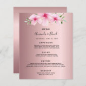 Bruiloft Menu roze bloemetjes stoffig roos (Voorkant / Achterkant)