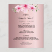 Bruiloft Menu roze bloemetjes stoffig roos (Voorkant)