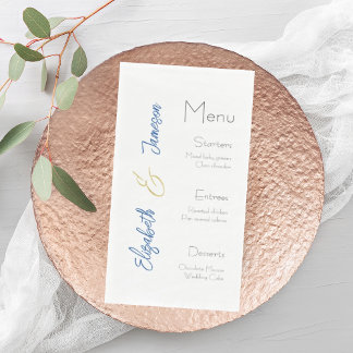 Bruiloft Menu Servetten, Elegant, Aangepaste bruil Servet