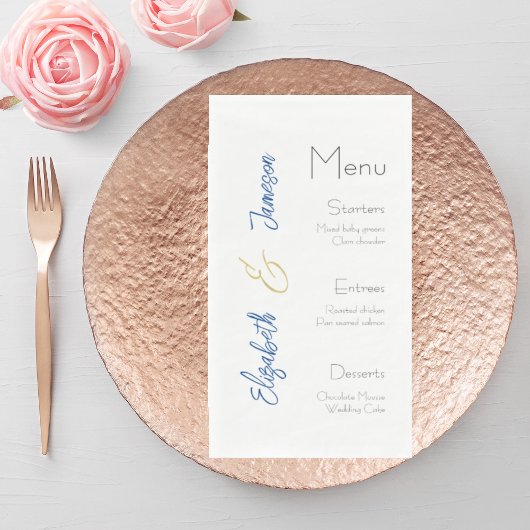 Bruiloft Menu Servetten, Elegant, Aangepaste bruil Servet