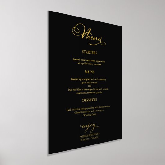 Bruiloft Menu Sign Eenvoudig Elegant Folie Afdrukken (Laagn)