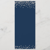 Bruiloft Menu Silver Faux Glitter Confetti Navy (Achterkant)