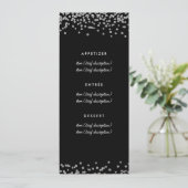 Bruiloft Menu Silver Faux Glitter Confetti Zwart (Staand voorkant)