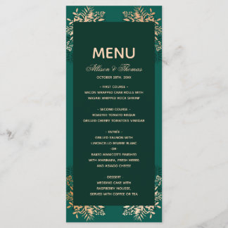 Bruiloft Menu Smaragd gouden kruid