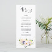 Bruiloft Menu Waterverf Bloemen Kaarten (Staand voorkant)