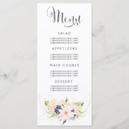 Bruiloft Menu Waterverf Bloemen Kaarten