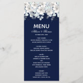 Bruiloft Menu witte bloem sakura marine blauw (Voorkant)