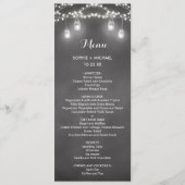 Bruiloft Menu Zwart Wit String Lights (Voorkant)