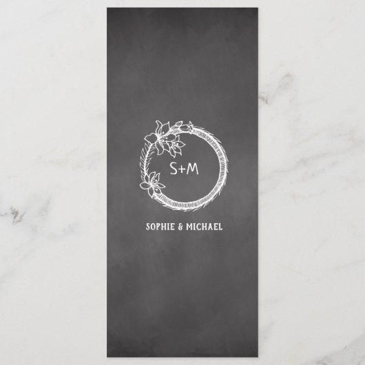 Bruiloft Menu Zwart Wit String Lights (Achterkant)