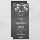 Bruiloft Menu Zwart Wit String Lights (Voorkant / Achterkant)