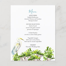 Bruiloft menu's Elegante grote witte heron mangrov