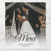 Bruiloft Merci Beaucoup Foto Favor Wijn Etiket (Enkel label)