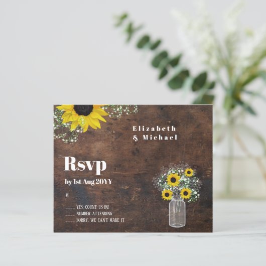 Bruiloft met beperkte middelen Rustieke zonnebloem (Staand voorkant)