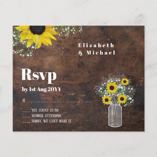 Bruiloft met beperkte middelen Rustieke zonnebloem (Voorkant)