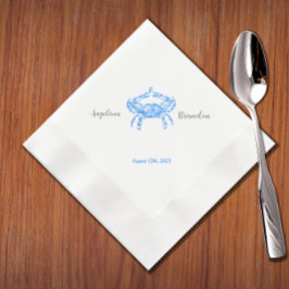  bruiloft met blauwe krab servet