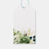 Bruiloft met bloemen en groen cadeaulabel (Achterkant)