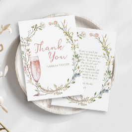 Bruiloft met Bloemen en Prosecco Bedankkaart