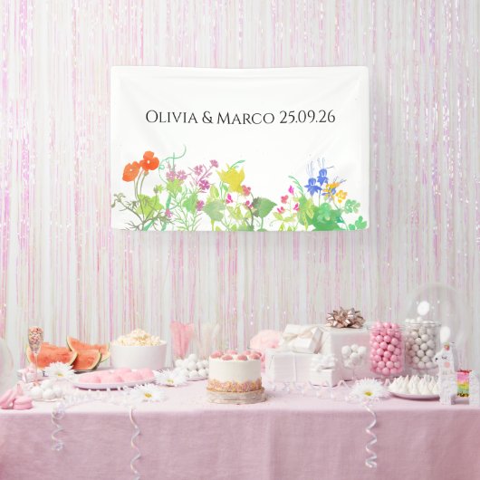 Bruiloft met bloemen spandoek (Feest)