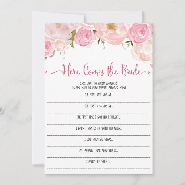 Bruiloft met bloemendecor Hier komt de bruid spel (Voorkant)