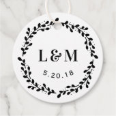 Bruiloft met bloemenkrans monogram bedankjes labels (Voorkant)