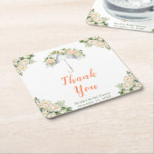 Bruiloft met bloemenscherm kartonnen onderzetters (Schuin)