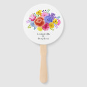 Bruiloft met bloemenviering handwaaier (Voorkant)