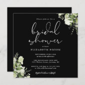 Bruiloft met bloemmotief in zwart-wit kaart (Voorkant / Achterkant)