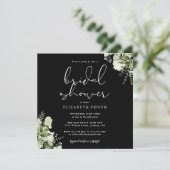 Bruiloft met bloemmotief in zwart-wit kaart (Staand voorkant)