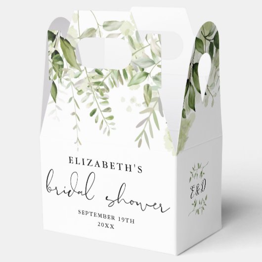 Bruiloft met bloemrijke begroeiing in script bedankdoosjes (Geopend)