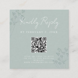 Bruiloft met bloemrijke begroeiing Scan Code RSVP Informatiekaartje