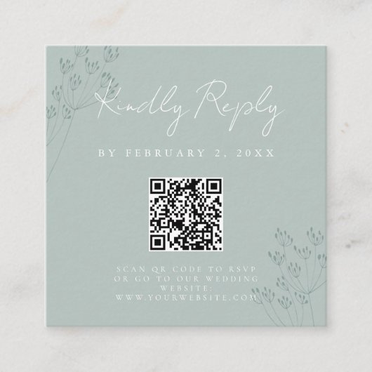 Bruiloft met bloemrijke begroeiing Scan Code RSVP Informatiekaartje (Voorkant)