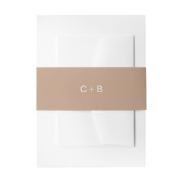 Bruiloft met bruin monogram en moderne stijl uitnodigingen wikkel