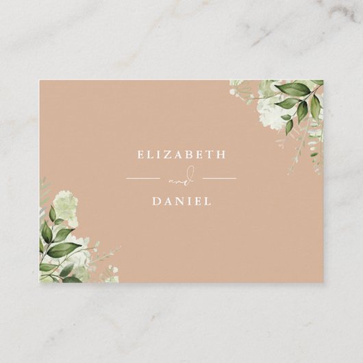 Bruiloft met bruine beplanting bloemstuk wensput informatiekaartje (Achterkant)