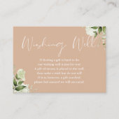 Bruiloft met bruine beplanting bloemstuk wensput informatiekaartje (Voorkant)