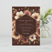 Bruiloft met bruine bloemen betovering kaart (Staand voorkant)