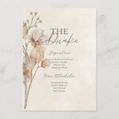 Bruiloft met bruine bloemen drankkaart menu (Voorkant)