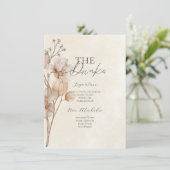 Bruiloft met bruine bloemen drankkaart menu (Staand voorkant)