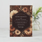 Bruiloft met Bruine Botanische Weelde Kaart (Staand voorkant)