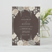 Bruiloft met Bruine Delicate Bloem Romance Kaart (Staand voorkant)