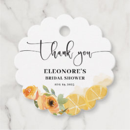 Bruiloft met citroenen en bloemen bedankjes labels